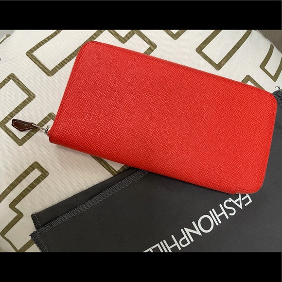 Sold Hermes Epsom Silk’In Wallet Orange Poppy - Picture 1 of 15